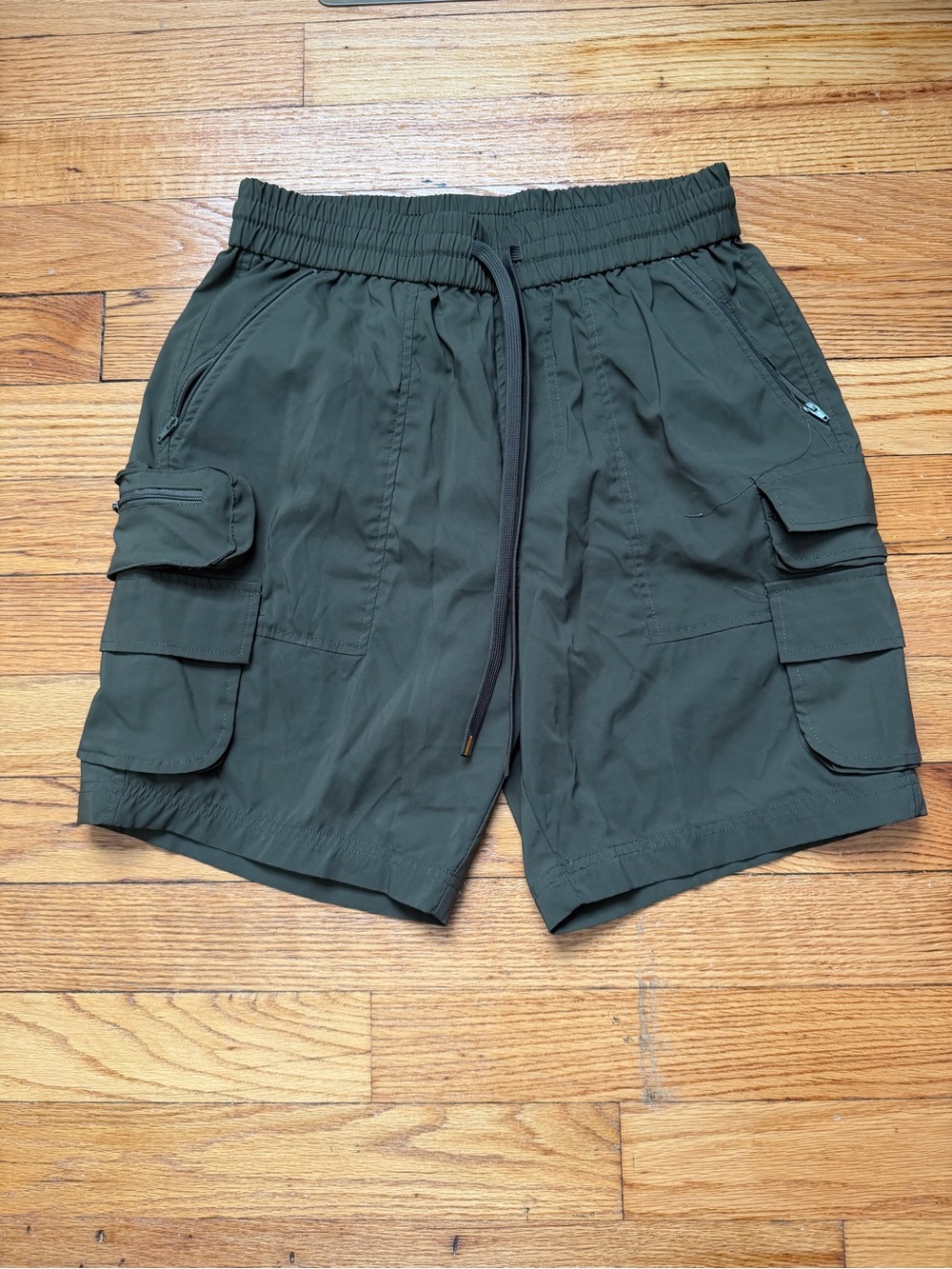 Fashion Nova Men's Dark Olive Cargo Drawstring Shorts